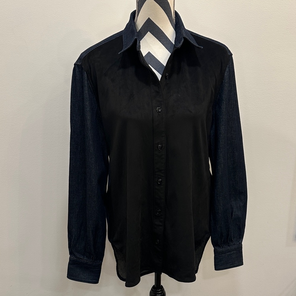 Rag & Bone Black and Dark Wash Denim Shirt